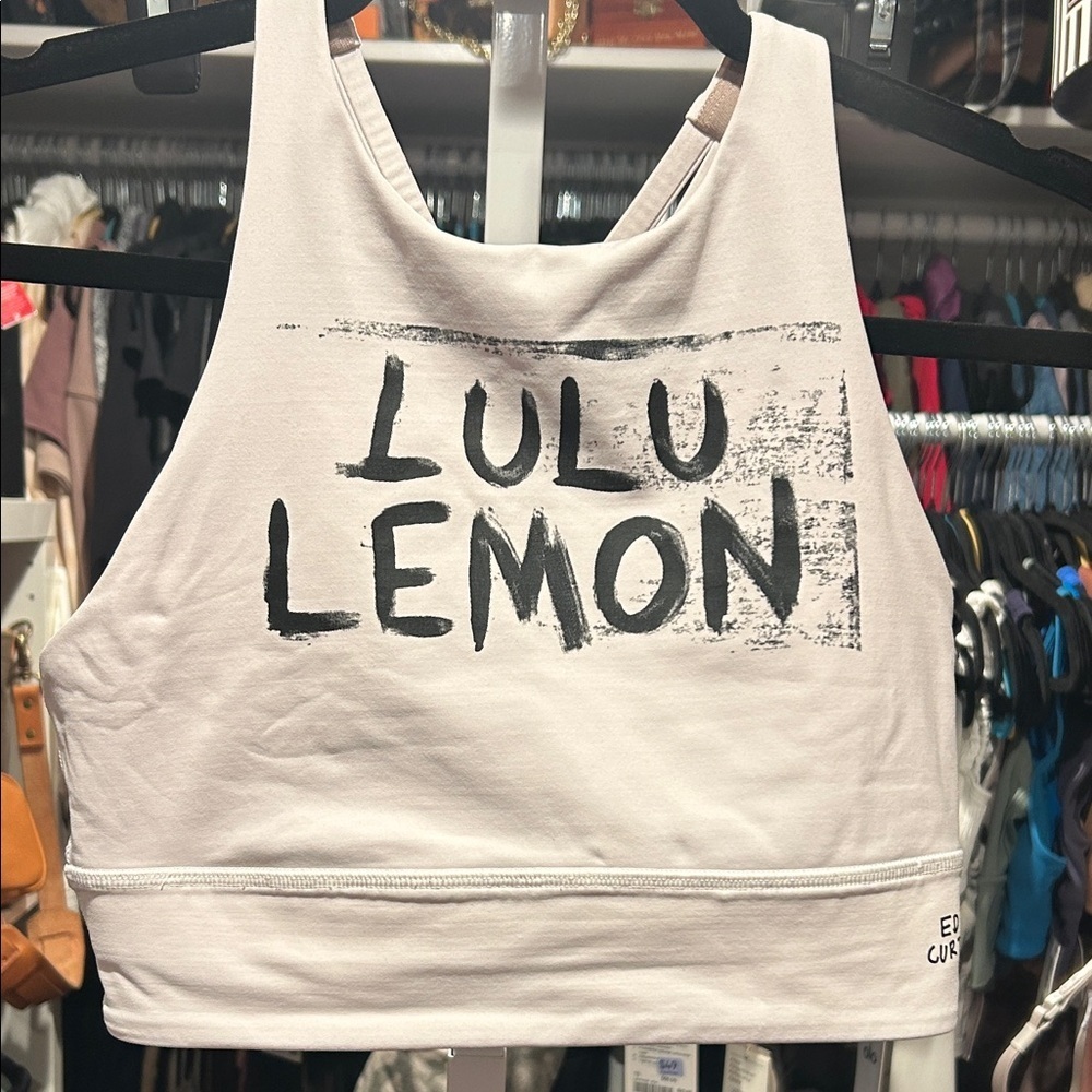 Lululemon Ed Curtis bra White Crop Top limited edition size 8.